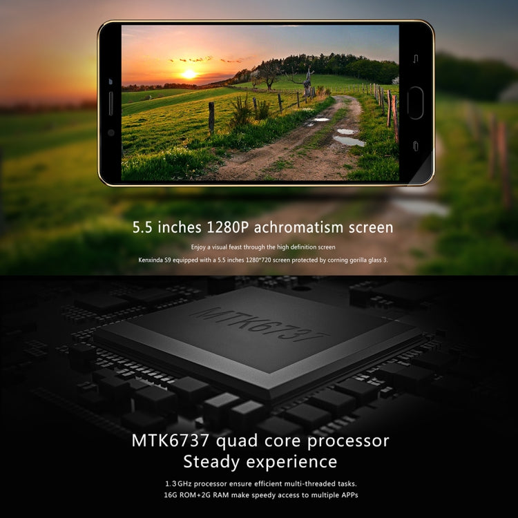[HK Warehouse] KEN XIN DA S9, 2GB+16GB, Dual Back Cameras, Fingerprint Identification, 5000mAh Battery, 5.5 inch Android 7.0 MTK6737 Quad Core up to 1.3GHz, Network: 4G, Dual SIM
