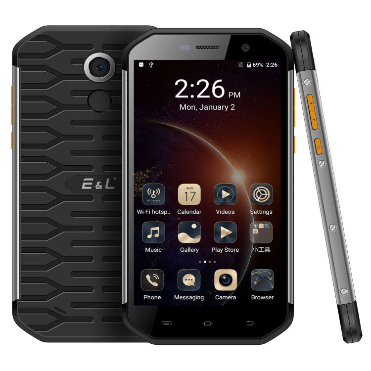 [HK Warehouse] E&L S60, 3GB+64GB, IP68 Waterproof Shockproof Dustproof, Fingerprint Identification, 5.5 inch Android 7.0 MTK6753 Octa Core up to 1.5GHz, Network: 4G, MIL-STD-810G Certification(Black)