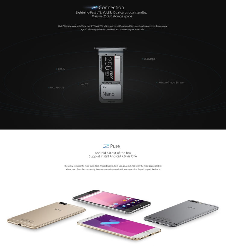 [HK Warehouse] UMI Z, 4GB+32GB, Fingerprint Identification,  5.5 inch Sharp Screen Android 6.0 MTK Helio X27 Deca Core up to 2.6GHz, Network: 4G, Dual SIM, OTG