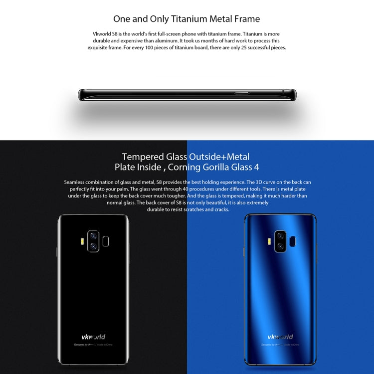 [HK Warehouse] VKworld S8, 4GB+64GB, Dual Back Cameras, Face & Fingerprint Identification, 5500mAh Battery, 5.99 inch Full Screen Android 7.0 MTK6750T Octa Core up to 1.5GHz, Network: 4G, Dual SIM