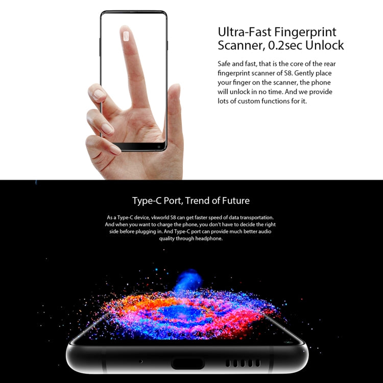 [HK Warehouse] VKworld S8, 4GB+64GB, Dual Back Cameras, Face & Fingerprint Identification, 5500mAh Battery, 5.99 inch Full Screen Android 7.0 MTK6750T Octa Core up to 1.5GHz, Network: 4G, Dual SIM