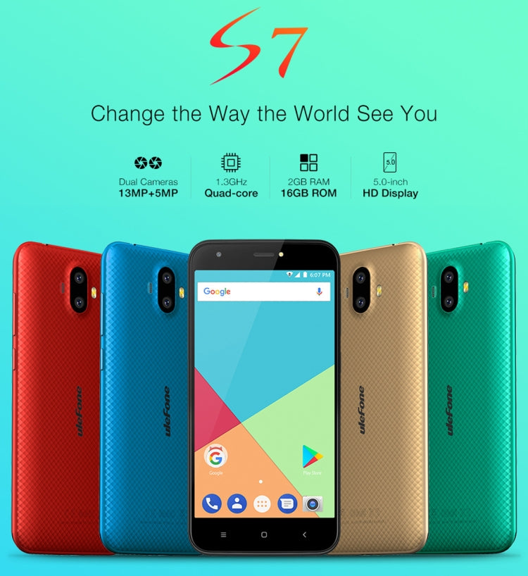[HK Warehouse] Ulefone S7 Pro, 2GB+16GB, Dual Back Cameras, 5.0 inch Android 7.0 MTK6580A Quad Core 32-bit up to 1.3GHz, Network: 3G, Dual SIM