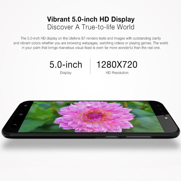 [HK Warehouse] Ulefone S7, 1GB+8GB, Dual Back Cameras, 5.0 inch Android 7.0 MTK6580A Quad Core 32-bit up to 1.3GHz, Network: 3G, Dual SIM