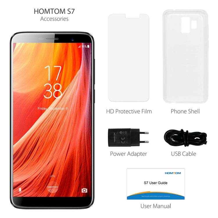 [HK Warehouse] HOMTOM S7, 3GB+32GB, Dual Back Cameras, Fingerprint Identification, 5.5 inch Android 7.0 MTK6737 Quad Core up to 1.3GHz, Network: 4G, Dual SIM, OTA(Blue)