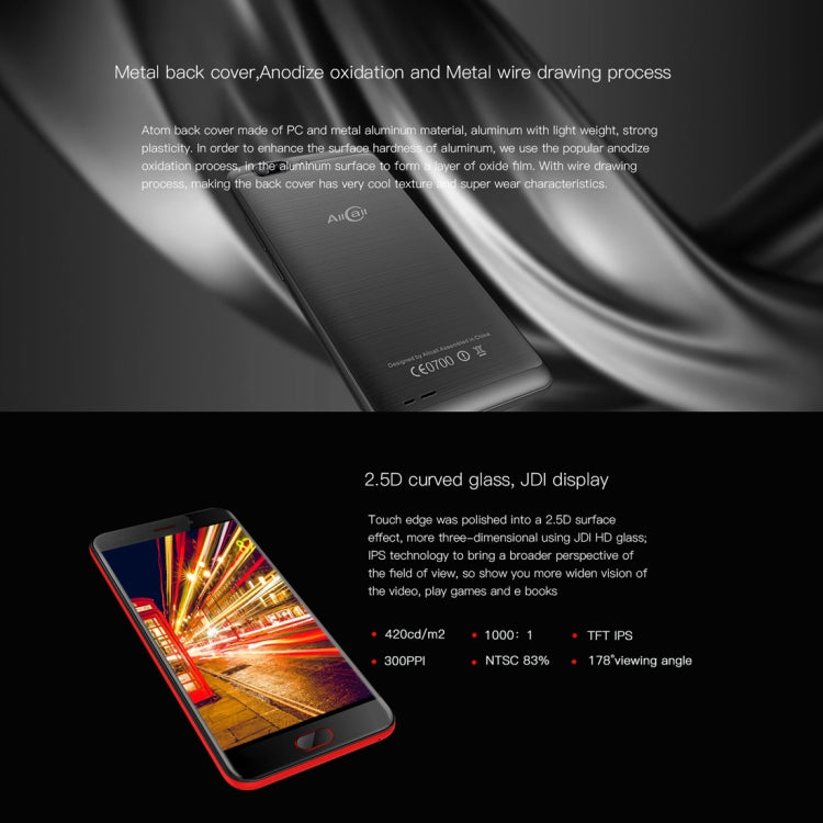 AllCall Atom, 2GB+16GB, Dual Back Cameras,  5.2 inch Android 7.0 MTK6737 Quad Core up to 1.3GHz, Network: 4G, OTG, Dual SIM(Black)