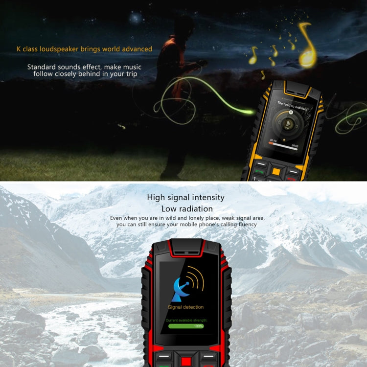 ioutdoor T1 Triple Proofing Phone, English Keyboard, IP68 Waterproof Shockproof Dustproof,  2.4 inch, MTK6261A Chipset, 21 Keys, LED Flashlight, FM, TF, Dual SIM