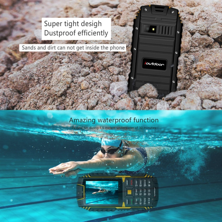 ioutdoor T1 Triple Proofing Phone, English Keyboard, IP68 Waterproof Shockproof Dustproof,  2.4 inch, MTK6261A Chipset, 21 Keys, LED Flashlight, FM, TF, Dual SIM