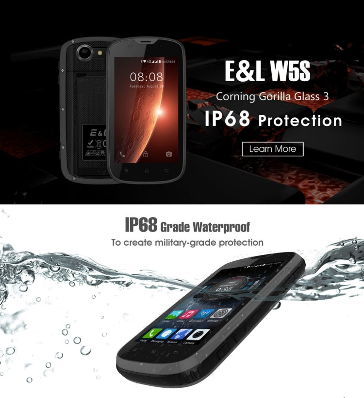 E&L Proofing W5S, 1GB+8GB, IP68 Waterproof Shockproof Dustproof, 4.0 inch Android 6.0 SC7731 Quad Core up to 1.2GHz, Network: 3G, MIL-STD-810G Certification