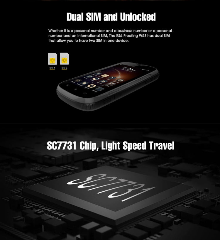 E&L Proofing W5S, 1GB+8GB, IP68 Waterproof Shockproof Dustproof, 4.0 inch Android 6.0 SC7731 Quad Core up to 1.2GHz, Network: 3G, MIL-STD-810G Certification