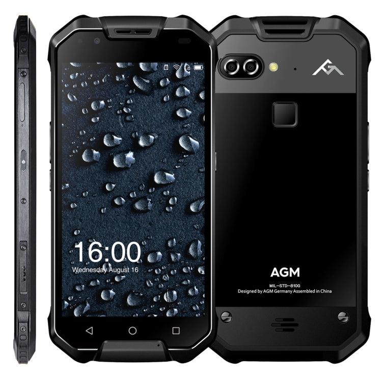 AGM X2 Triple Proofing Phone, 6GB+64GB, Fingerprint Identification, Dual 12.0MP Back Cameras, 6000mAh Battery, IP68 Waterproof Dustproof Shockproof, 5.5 inch Android 7.1 Snapdragon 653 Octa Core, Network: 4G, OTG, NFC(Black)