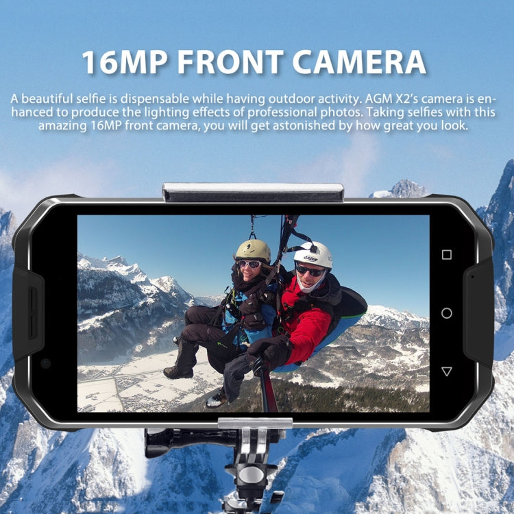 AGM X2 Triple Proofing Phone, 6GB+64GB, Fingerprint Identification, Dual 12.0MP Back Cameras, 6000mAh Battery, IP68 Waterproof Dustproof Shockproof, 5.5 inch Android 7.1 Snapdragon 653 Octa Core, Network: 4G, OTG, NFC(Black)