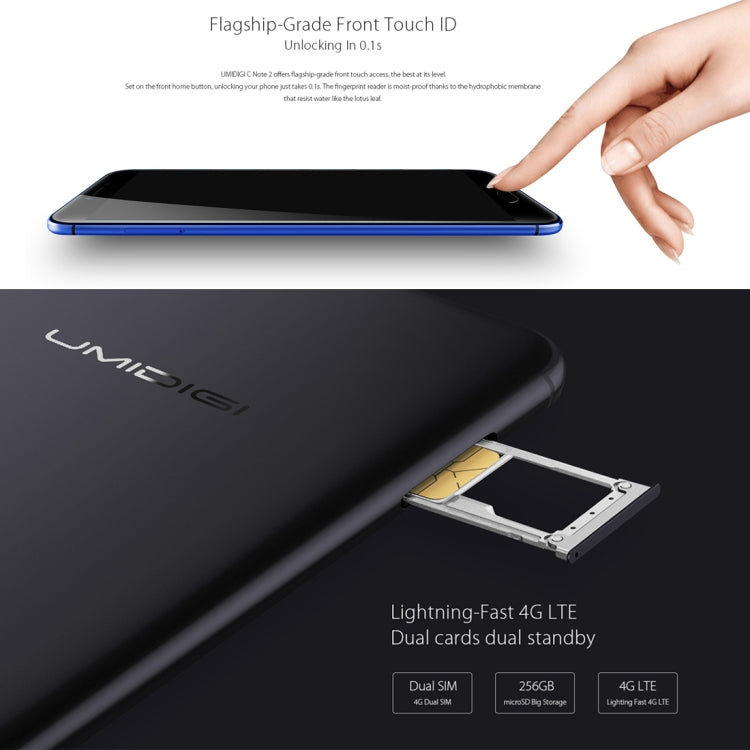 [HK Warehouse] UMIDIGI C NOTE 2, 4GB+64GB, Fingerprint Identification, 5.5 inch Sharp 2.5D Arc Screen Android 7.0 MTK6750T Octa Core up to 1.5GHz, Network: 4G, Dual SIM, OTG