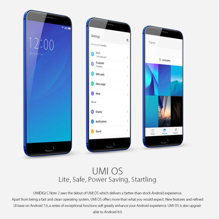 [HK Warehouse] UMIDIGI C NOTE 2, 4GB+64GB, Fingerprint Identification, 5.5 inch Sharp 2.5D Arc Screen Android 7.0 MTK6750T Octa Core up to 1.5GHz, Network: 4G, Dual SIM, OTG