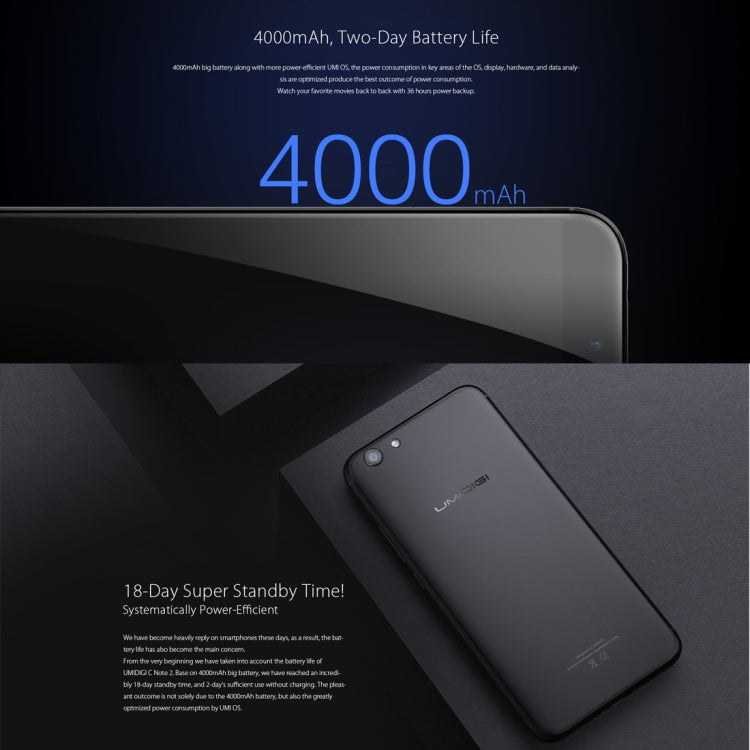 [HK Warehouse] UMIDIGI C NOTE 2, 4GB+64GB, Fingerprint Identification, 5.5 inch Sharp 2.5D Arc Screen Android 7.0 MTK6750T Octa Core up to 1.5GHz, Network: 4G, Dual SIM, OTG