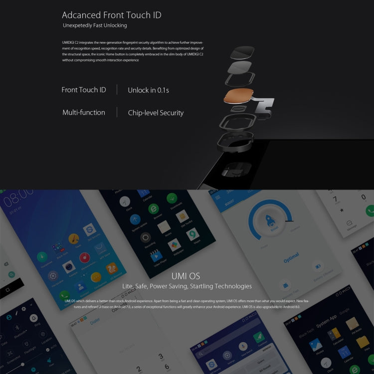 [HK Warehouse] UMIDIGI C2, 4GB+64GB, Fingerprint Identification, 5.0 inch Sharp 2.5D Arc Screen UMI OS (Android 7.0) MTK6750T Octa Core up to 1.5GHz, Network: 4G, Dual SIM, OTG