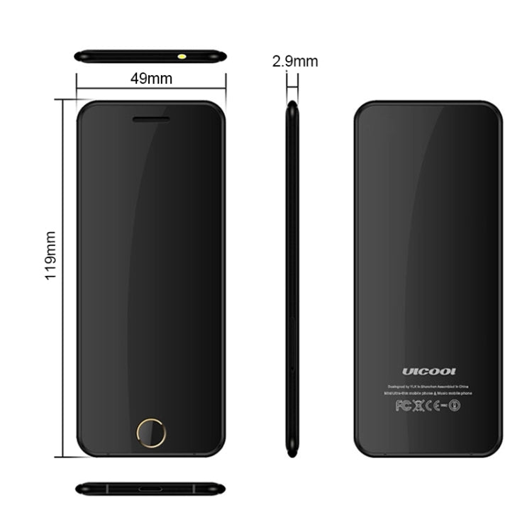 ULCOOL V66 Card Mobile Phone, 2.0 inch, SC6531CA, Support Bluetooth, FM, LBS Position, Anti-lost, GSM, Dual SIM(Gold)