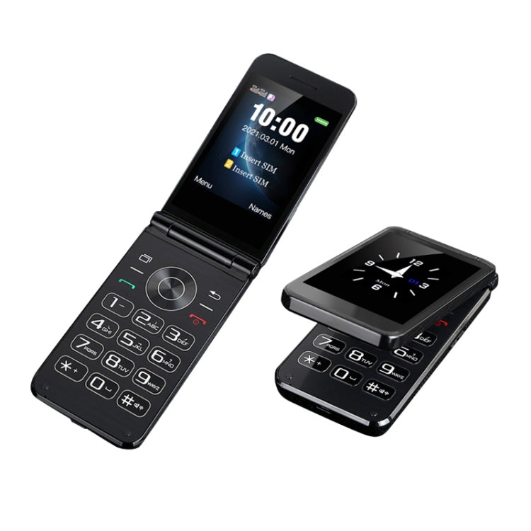 M9 Dual-screen Flip Elder Phone, 2.8 inch + 1.77 inch, 32MB+32MB, Support FM, SOS, GSM, Family Number, Big Keys, Dual SIM