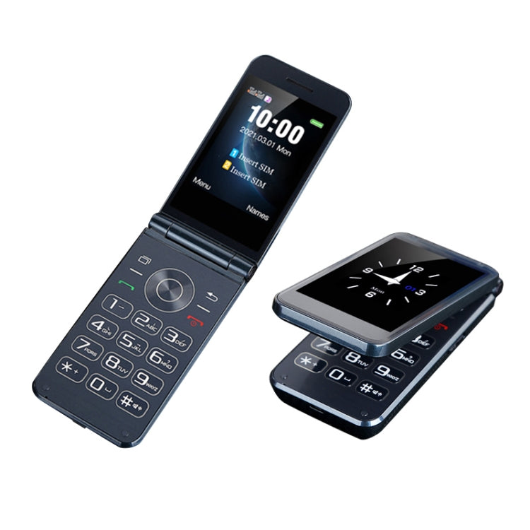 M9 Dual-screen Flip Elder Phone, 2.8 inch + 1.77 inch, 32MB+32MB, Support FM, SOS, GSM, Family Number, Big Keys, Dual SIM