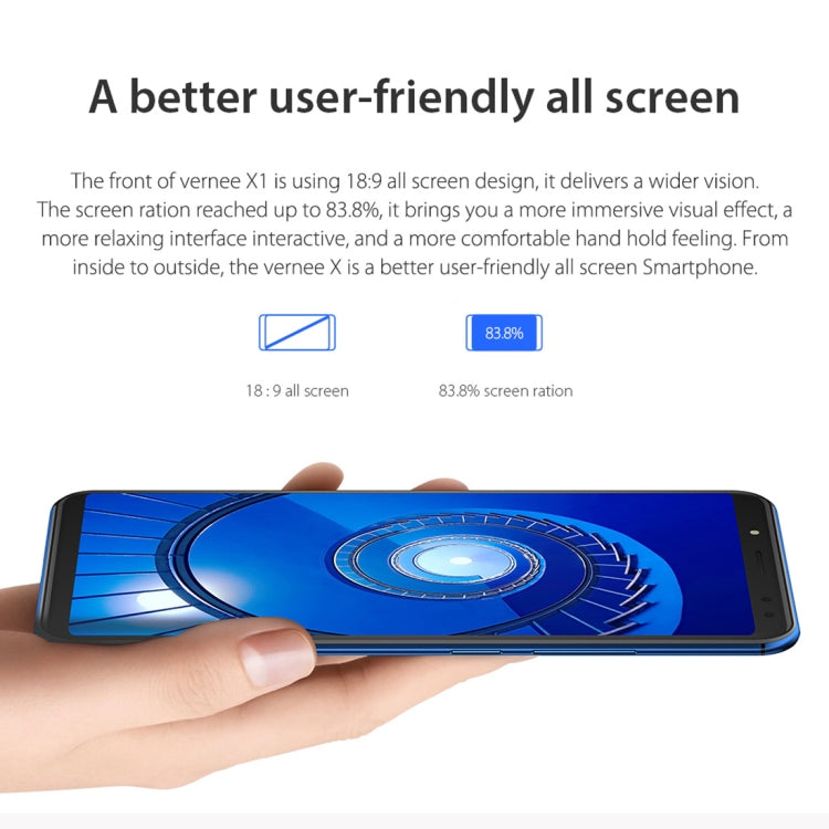 [HK Warehouse] Vernee X1, 6GB+64GB, Dual Back Cameras + Dual Front Cameras, 6200mAh Battery, Face & Fingerprint Identification, 6.0 inch Android 7.1 MTK6763 Octa Core up to 2.0GHz, Network: 4G, OTG