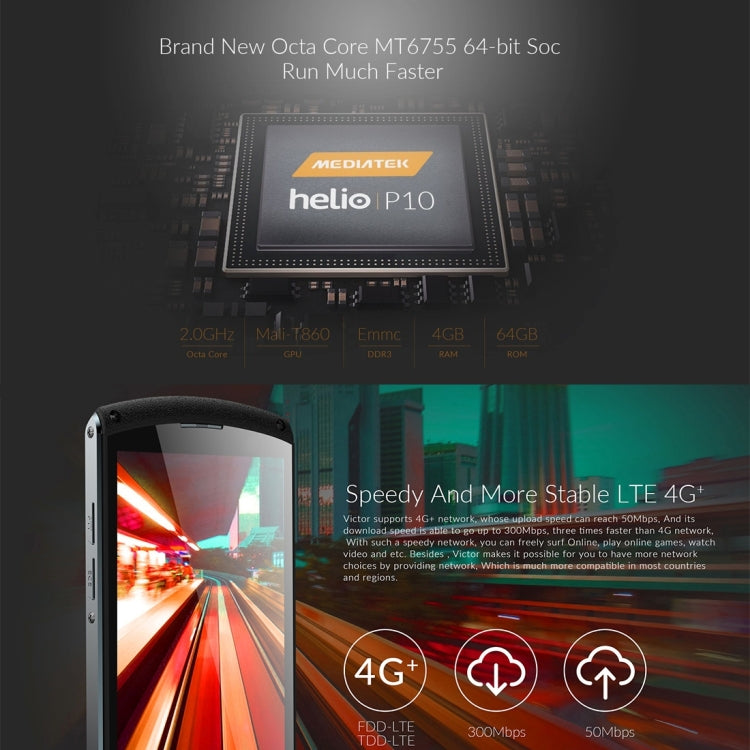 iMAN Victor Waterproof Phone 64GB, 4GB+64GB, Life Waterproof Dustproof Shockproof, Fingerprint Recognition, 4800mAh Big Battery, 5 inch Corning Gorilla Glass 3 Screen Android 6.0 MT6755 Octa Core 2.0GHz, Network: 4G