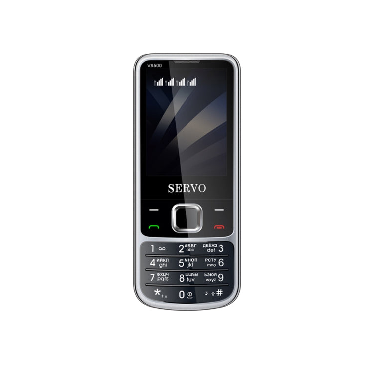 SERVO V9500 Mobile Phone, Russian Key, 2.4 inch, Spredtrum SC6531CA, 21 Keys, Support Bluetooth, FM, Magic Sound, Flashlight, GSM, Quad SIM