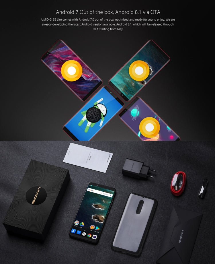 [HK Warehouse] UMIDIGI S2 Lite, 4GB+32GB, Dual Back Cameras, Face & Fingerprint Identification, 5100mAh Battery, 6.0 inch Screen Android 7.0 MTK6750T Octa Core 64-bit up to 1.5GHz, Network: 4G