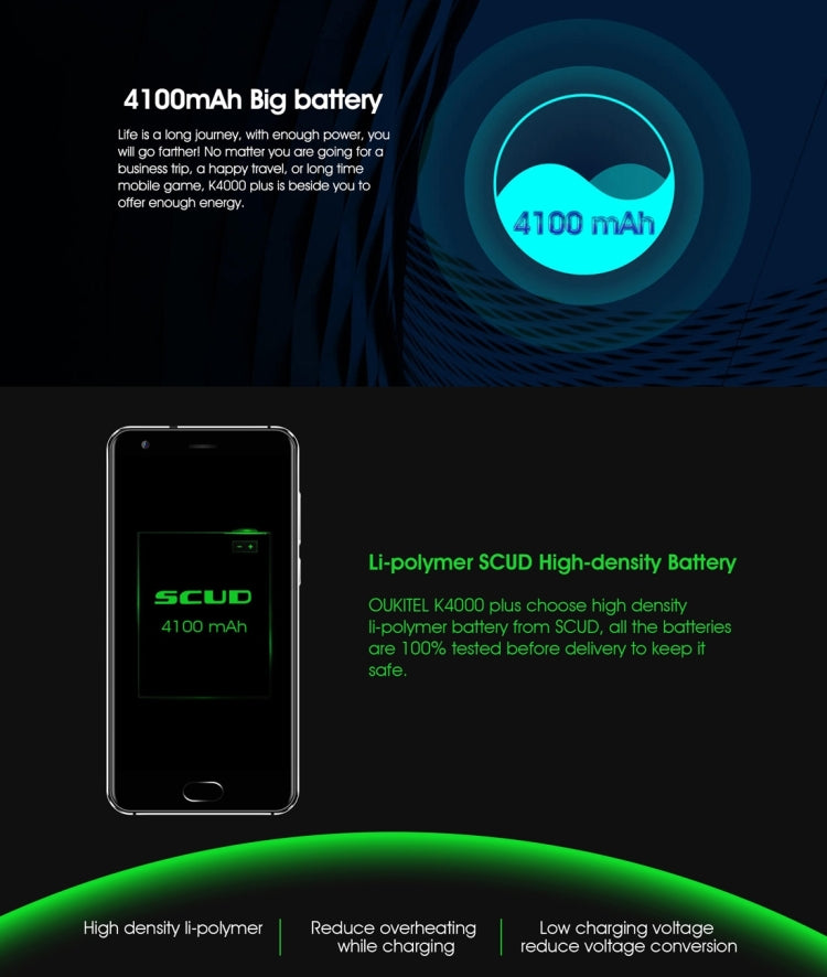 [HK Warehouse] OUKITEL K4000 Plus, 2GB+16GB, Dual OS, Fingerprint Identification, 4100mAh Large Capacity Battery, 5.0 inch 2.5D Curved Anti-smashing Screen Android 6.0 MTK6737 Quad Core up to 1.3GHz, Network: 4G, Dual SIM, GPS, OTA, FM(Black)