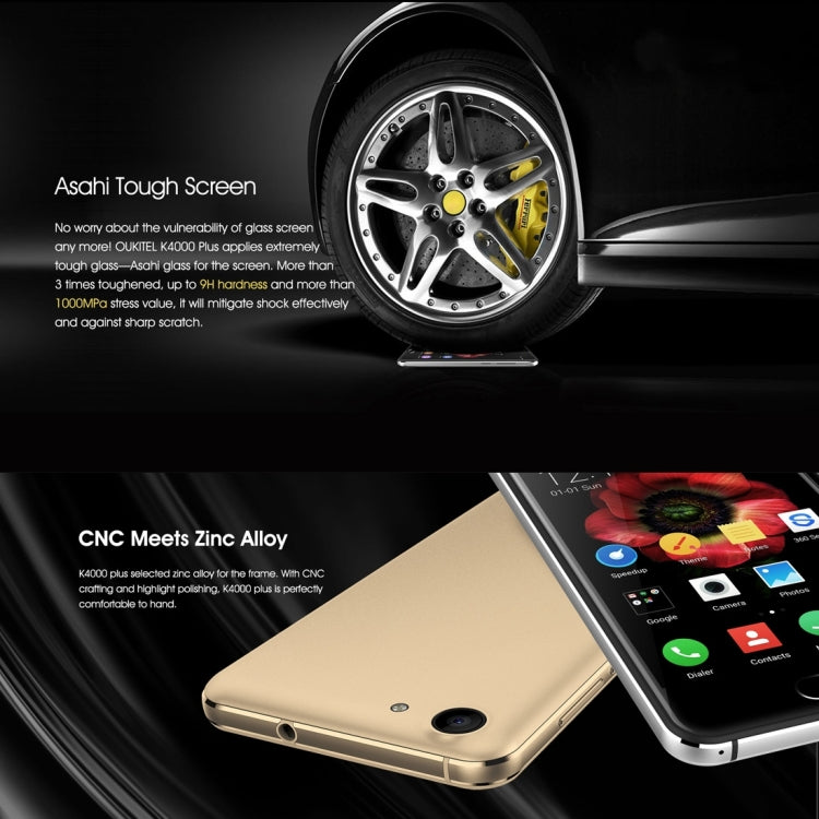 [HK Warehouse] OUKITEL K4000 Plus, 2GB+16GB, Dual OS, Fingerprint Identification, 4100mAh Large Capacity Battery, 5.0 inch 2.5D Curved Anti-smashing Screen Android 6.0 MTK6737 Quad Core up to 1.3GHz, Network: 4G, Dual SIM, GPS, OTA, FM(Black)