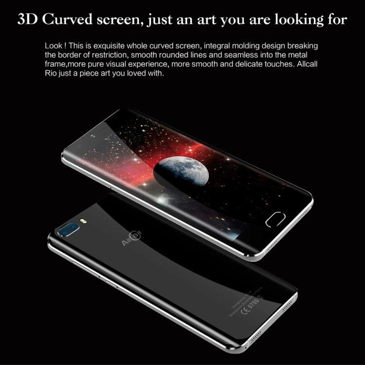 AllCall Rio, 1GB+16GB, Dual Back Cameras,  Dual Curved Edge, 5.0 inch 3D Curved Android 7.0 MTK6580A Quad Core up to 1.3GHz, Network: 3G, OTG, Dual SIM