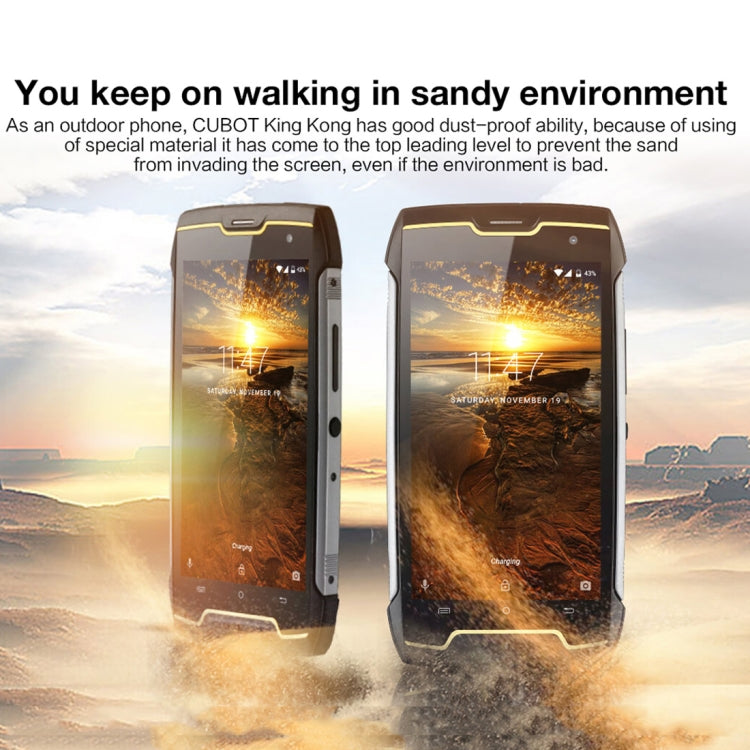[HK Warehouse] CUBOT Kingkong Triple Proofing Phone, 2GB+16GB, IP68 Waterproof Dustproof Shockproof, 4400mAh Battery, 5.0 inch Android 7.0 MTK6580 Quad-Core up to 1.3GHz, Network: 3G, Dual SIM(Black)