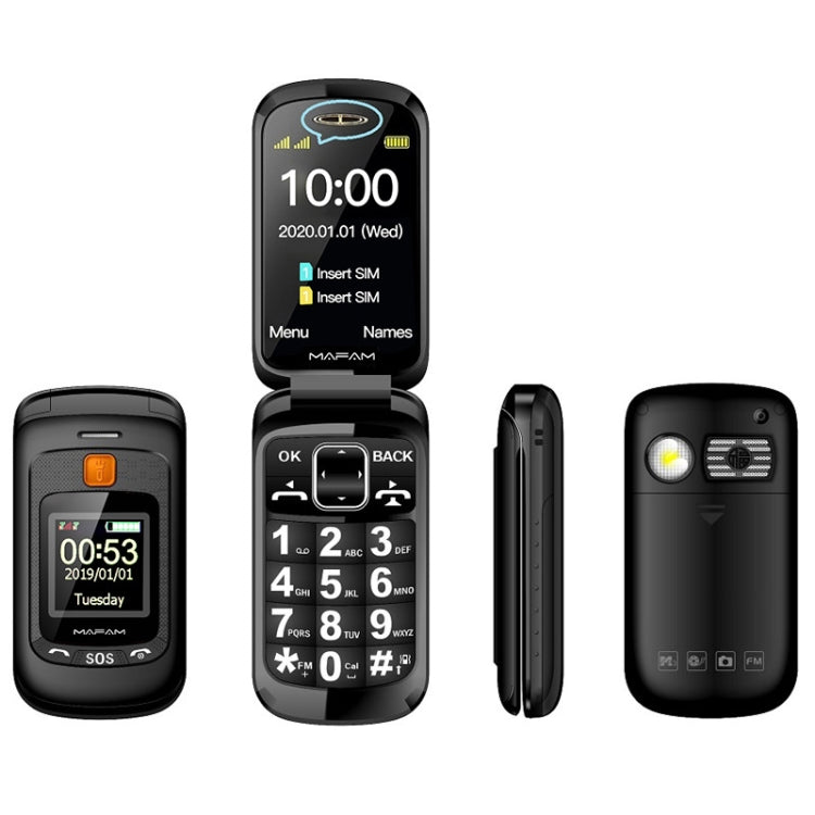 Mafam F899 Flip Phone, 2.4 inch, 32MB+32MB, Support FM, SOS, GSM, Family Number, Big Keys, Dual SIM