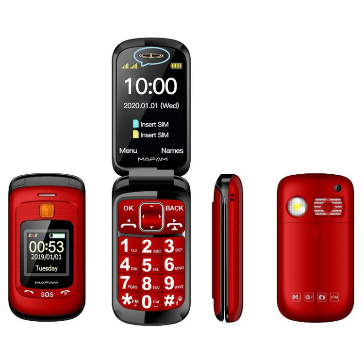 Mafam F899 Flip Phone, 2.4 inch, 32MB+32MB, Support FM, SOS, GSM, Family Number, Big Keys, Dual SIM