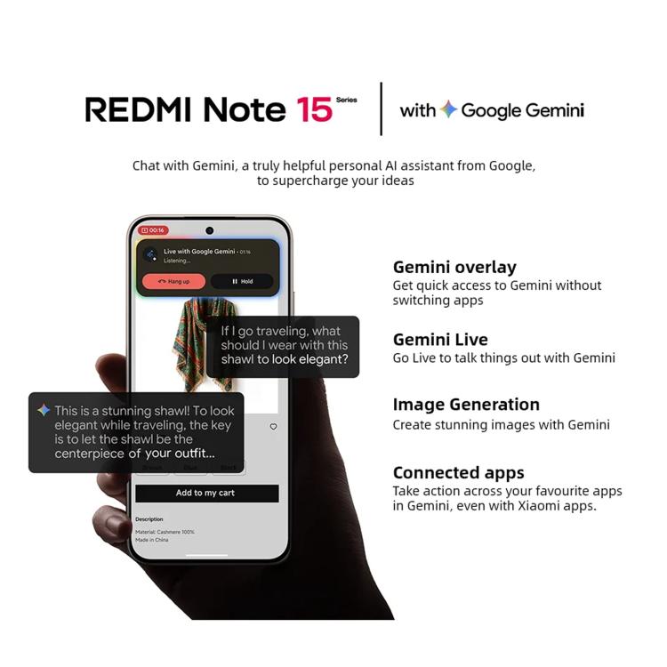 [HK Warehouse] Xiaomi Redmi Note 15 Pro 5G Global, 8GB+512GB, In-screen Fingerprint, 6.83 inch Xiaomi HyperOS 2 MediaTek Dimensity 7400-Ultra Octa Core, Network: 5G, NFC  - Black