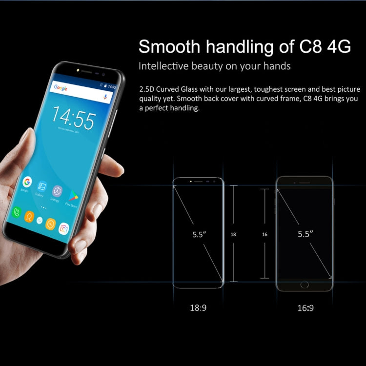 [HK Warehouse] OUKITEL C8, 2GB+16GB, Network: 4G, Fingerprint Identification, 5.5 inch Android 7.0 MTK6737 Quad Core up to 1.3GHz, Dual SIM