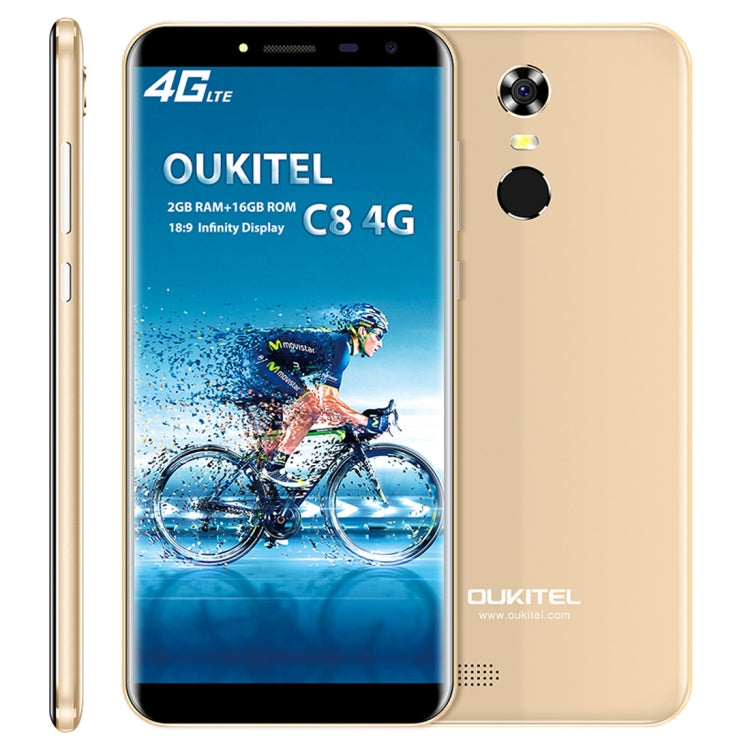 [HK Warehouse] OUKITEL C8, 2GB+16GB, Network: 4G, Fingerprint Identification, 5.5 inch Android 7.0 MTK6737 Quad Core up to 1.3GHz, Dual SIM