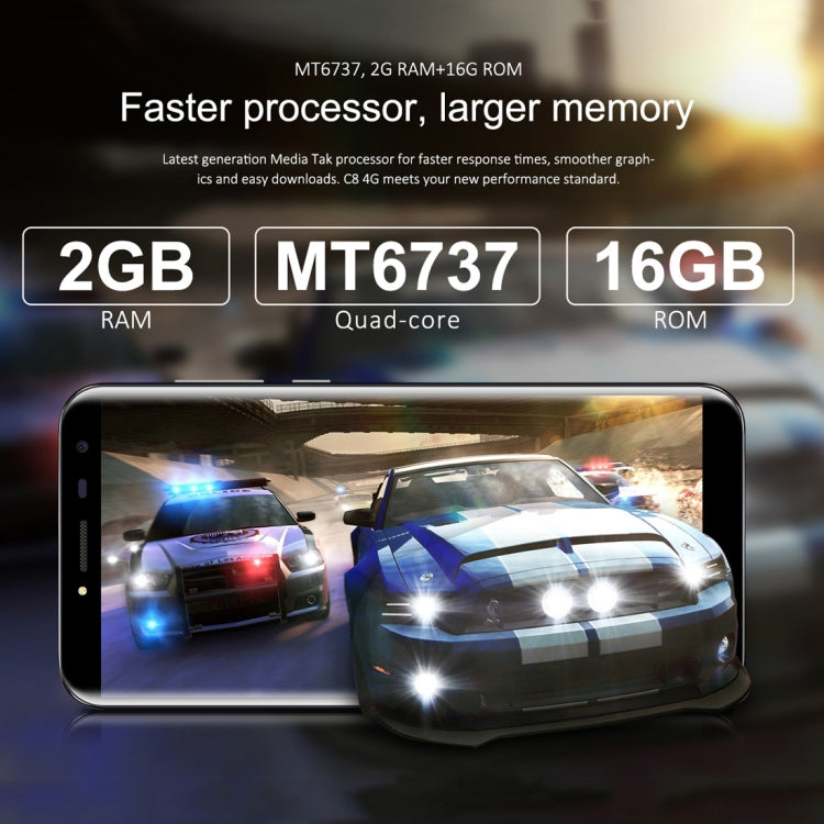 [HK Warehouse] OUKITEL C8, 2GB+16GB, Network: 4G, Fingerprint Identification, 5.5 inch Android 7.0 MTK6737 Quad Core up to 1.3GHz, Dual SIM