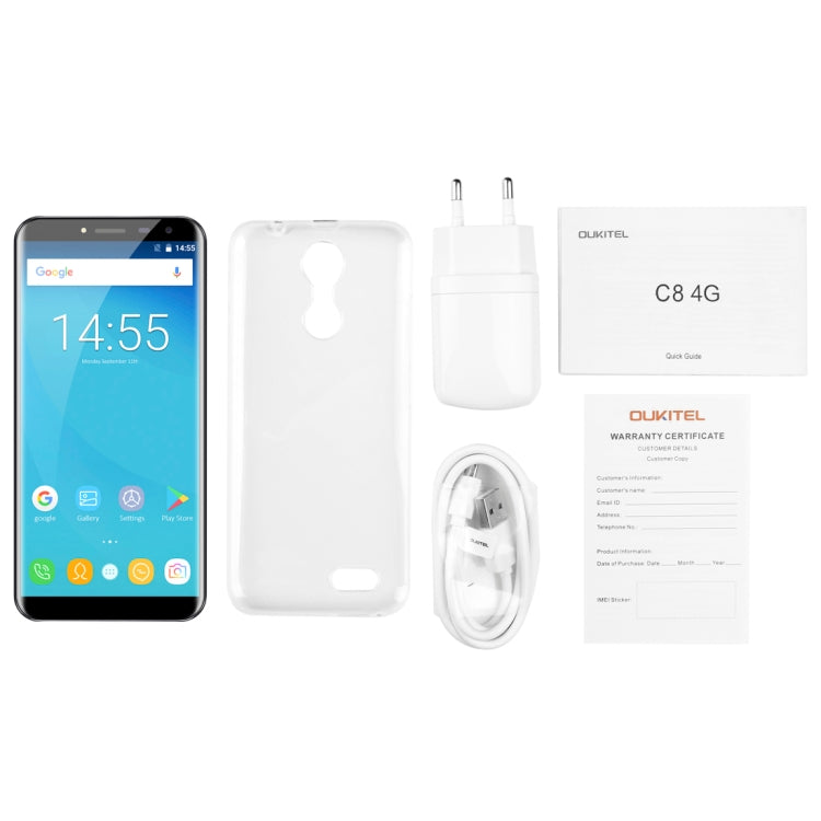 [HK Warehouse] OUKITEL C8, 2GB+16GB, Network: 4G, Fingerprint Identification, 5.5 inch Android 7.0 MTK6737 Quad Core up to 1.3GHz, Dual SIM