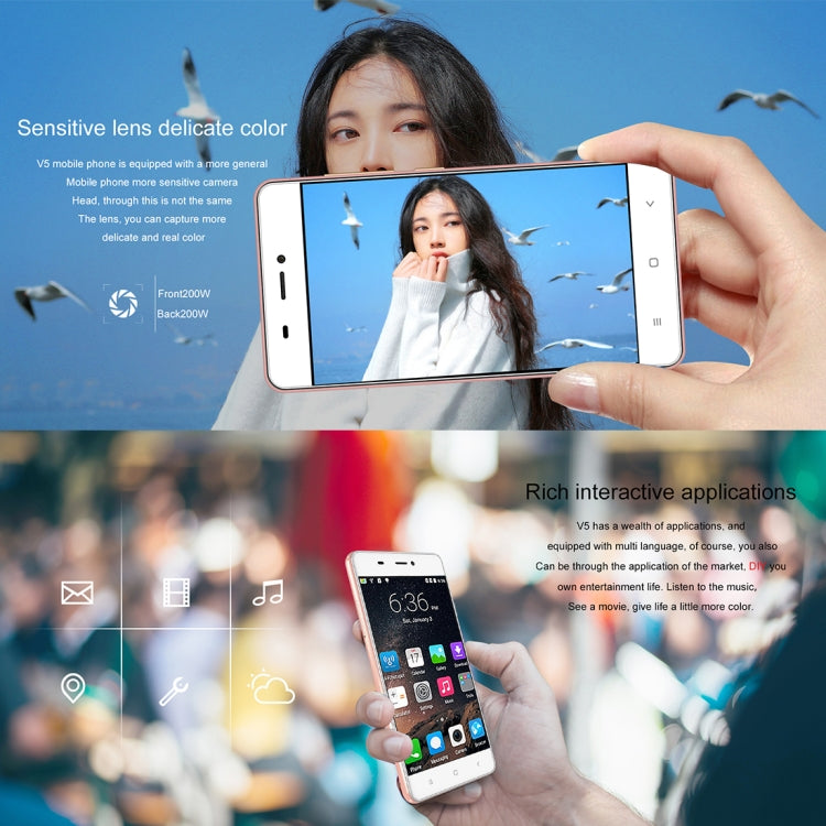 KEN XIN DA V5, 1GB+8GB, 4.0 inch Android 7.0 SC7731C Quad Core up to 1.2GHz, GPS, Network: 3G, Dual SIM(Rose Gold)