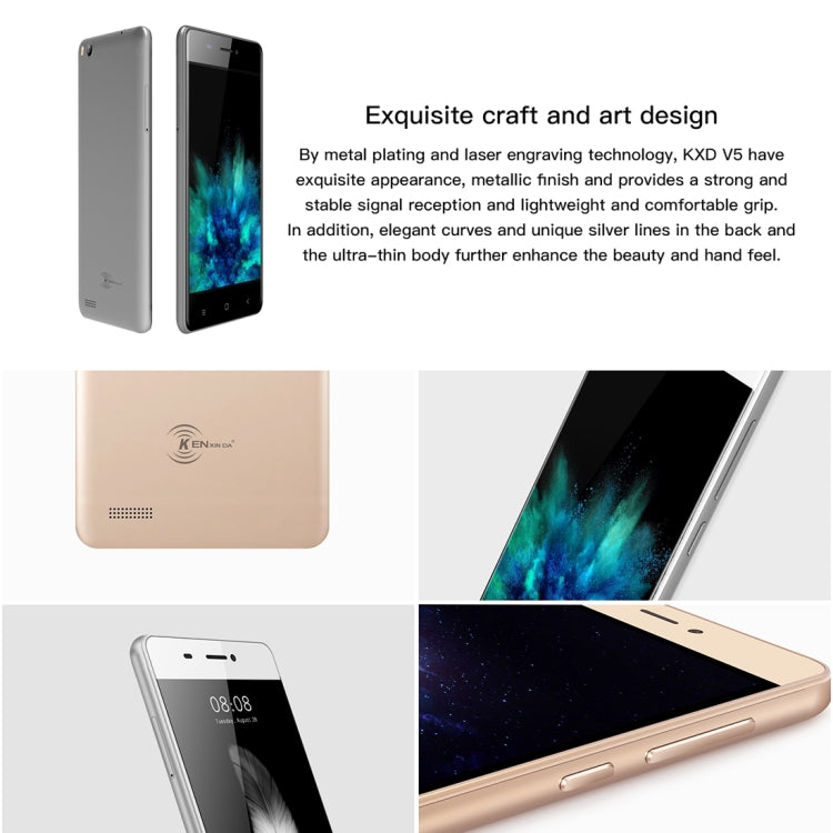 KEN XIN DA V5, 1GB+8GB, 4.0 inch Android 7.0 SC7731C Quad Core up to 1.2GHz, GPS, Network: 3G, Dual SIM(Rose Gold)