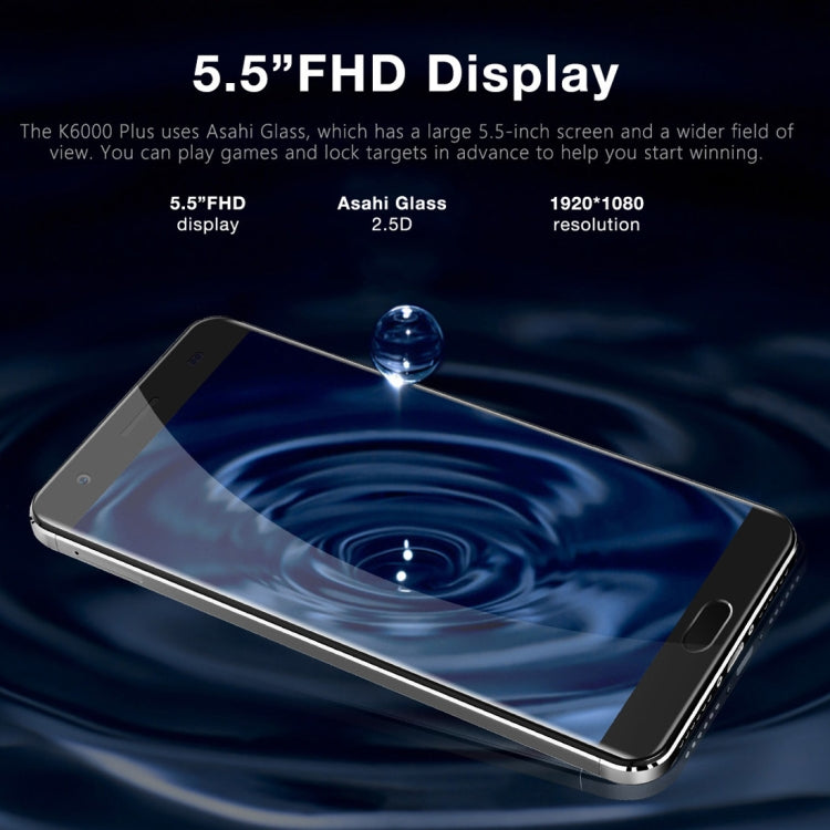[HK Warehouse] OUKITEL K6000 Plus, 4GB+64GB, 6080mAh Large Capacity, Fingerprint Identification, 12V/2A Quick Charging, 5.5 inch Android 7.0 MTK6750T Octa Core up to 1.5GHz, Network: 4G, Dual SIM, OTG, OTA(Black)