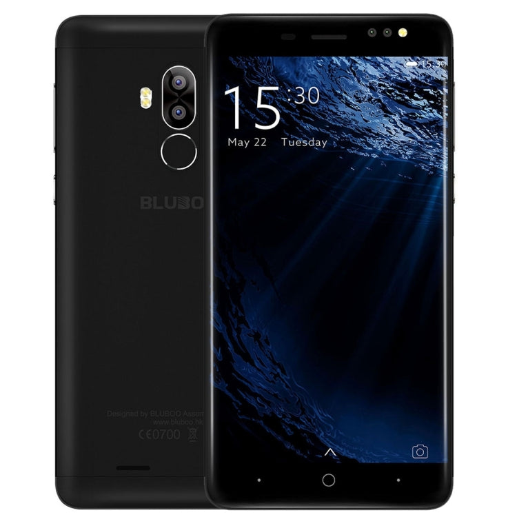 [HK Warehouse] BLUBOO D1, 2GB+16GB, Dual Rear Cameras, Fingerprint Identification, 5.0 inch Android 7.0 MTK6580A Quad Core up to 1.3GHz, Network: 3G, WiFi,  GPS, Bluetooth, Dual SIM(Black)