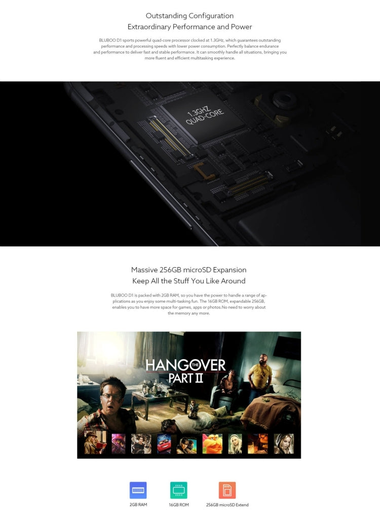 [HK Warehouse] BLUBOO D1, 2GB+16GB, Dual Rear Cameras, Fingerprint Identification, 5.0 inch Android 7.0 MTK6580A Quad Core up to 1.3GHz, Network: 3G, WiFi,  GPS, Bluetooth, Dual SIM(Black)