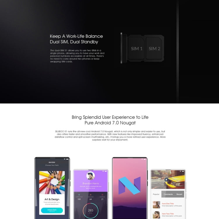 [HK Warehouse] BLUBOO S1, 6GB+64GB, Dual Back Cameras, Fingerprint Identification, 5.5 inch Sharp 2.5D Curved Edgeless Android 7.0 MTK6757 (Helio P25) Octa Core up to 2.5GHz, Network: 4G, OTG
