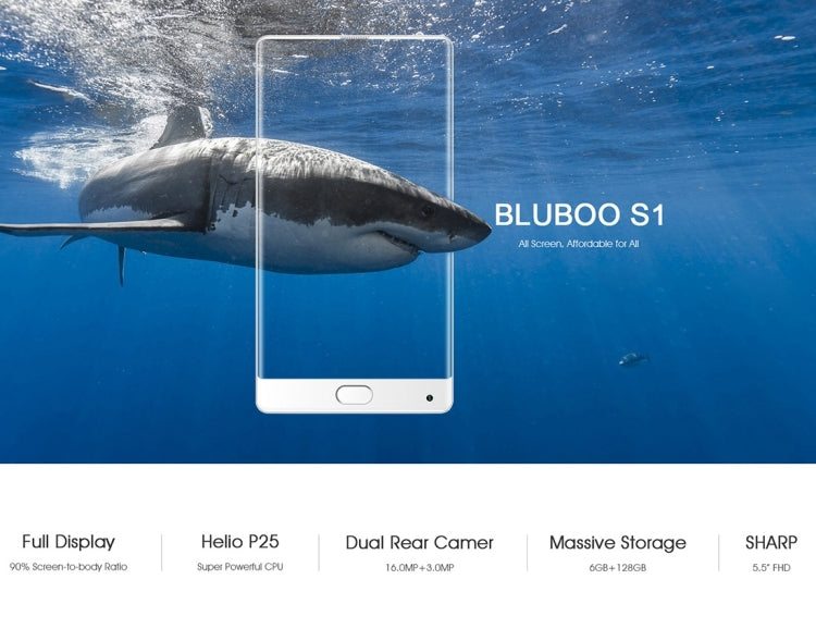 [HK Warehouse] BLUBOO S1, 6GB+64GB, Dual Back Cameras, Fingerprint Identification, 5.5 inch Sharp 2.5D Curved Edgeless Android 7.0 MTK6757 (Helio P25) Octa Core up to 2.5GHz, Network: 4G, OTG