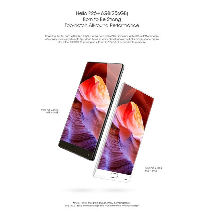 [HK Warehouse] BLUBOO S1, 6GB+64GB, Dual Back Cameras, Fingerprint Identification, 5.5 inch Sharp 2.5D Curved Edgeless Android 7.0 MTK6757 (Helio P25) Octa Core up to 2.5GHz, Network: 4G, OTG