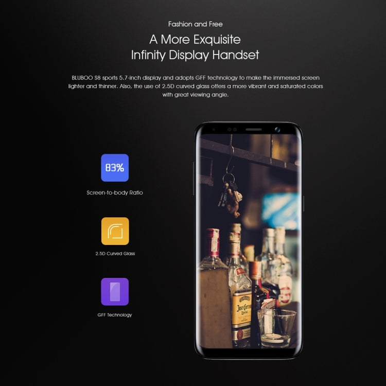 [HK Warehouse] BLUBOO S8, 3GB+32GB, Dual Rear Cameras, Fingerprint Identification, 5.7 inch Android 7.0 MTK6750T Octa Core up to 1.5GHz, Network: 4G, Dual SIM(Gold)