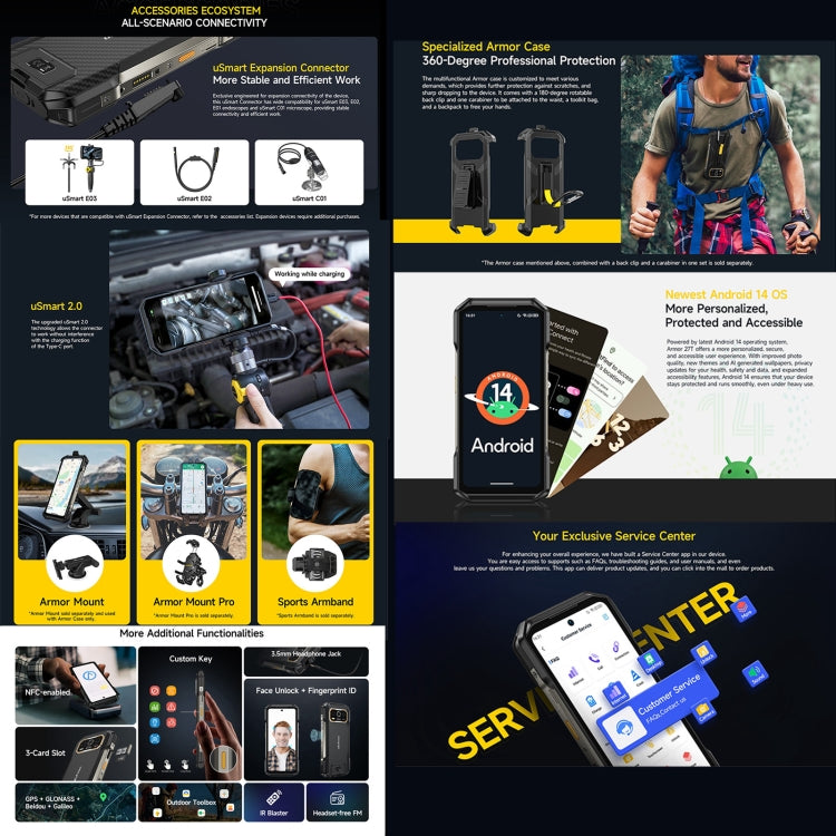 [HK Warehouse] Ulefone Armor 27T Rugged Phone, 12GB+256GB, Thermal Imager, Night Vision, 10600mAh, 6.78 inch Android 14 MediaTek Helio G99 Octa Core, Network: 4G, NFC, OTG  - Black