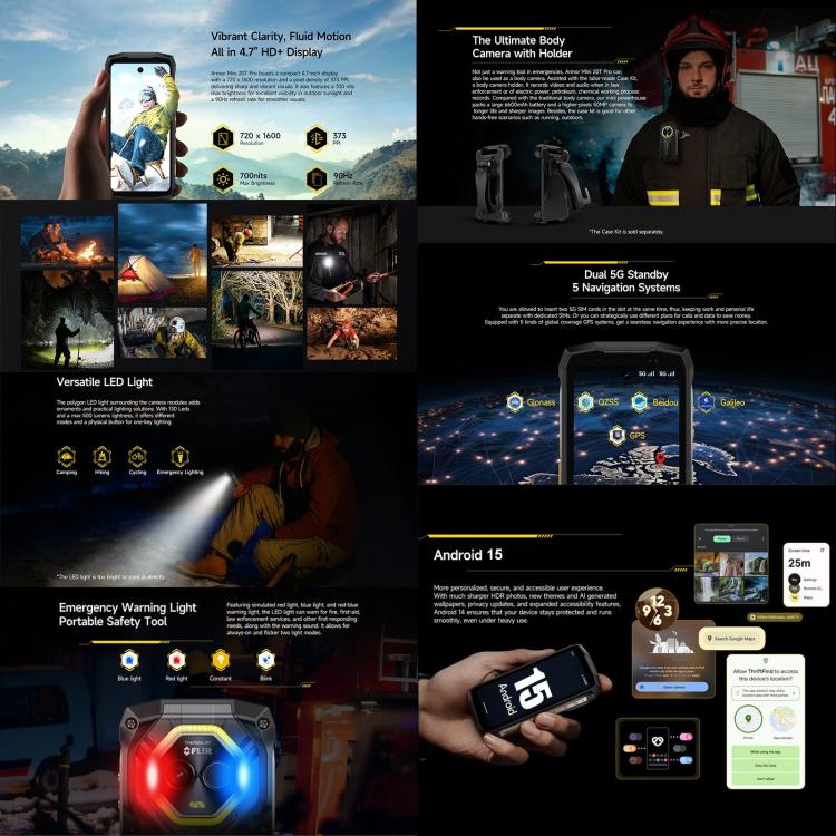 [HK Warehouse] Ulefone Armor Mini 20T Pro, Thermal Imaging, 8GB+256GB, IP68/IP69K Rugged Phone, 4.7 inch Android 15 MediaTek Dimensity 6300 5G Octa Core, Network: 5G, NFC, OTG  - Mecha Black