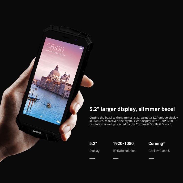 [HK Warehouse] DOOGEE S60 Lite Triple Proofing Phone, 4GB+32GB, IP68 Waterproof Dustproof Shockproof, 5580mAh Battery, Fingerprint Identification, 5.2 inch Android 7.0 MTK6750T Octa Core up to 1.5GHz, Network: 4G, NFC, OTA, Wireless Charge