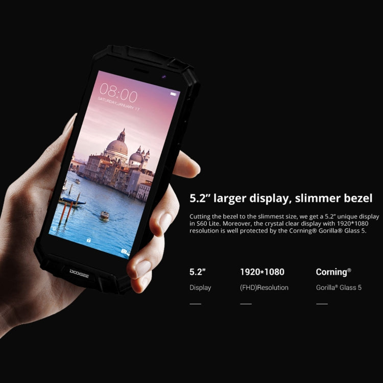 [HK Warehouse] DOOGEE S60 Lite Triple Proofing Phone, 4GB+32GB, IP68 Waterproof Dustproof Shockproof, 5580mAh Battery, Fingerprint Identification, 5.2 inch Android 7.0 MTK6750T Octa Core up to 1.5GHz, Network: 4G, NFC, OTA, Wireless Charge